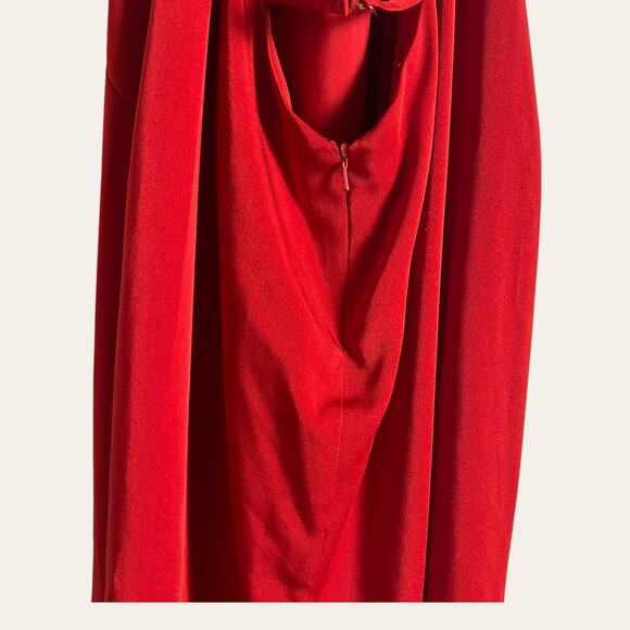 La Femme Red Strappy High Neck Slit Formal Gown Size 6 - Picture 5 of 7